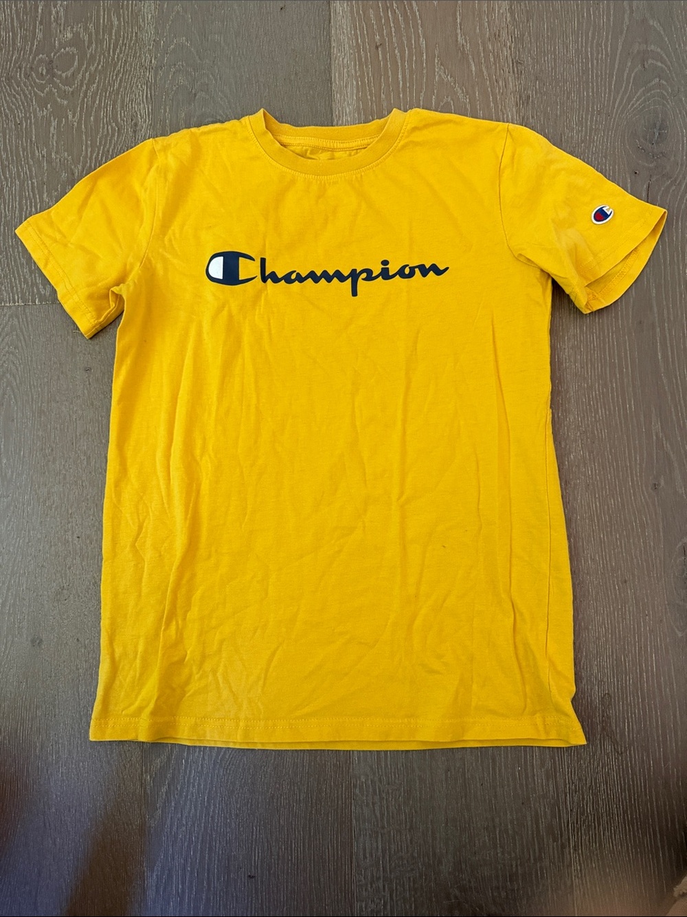 Champion Bright Yellow Tee with Navy Script